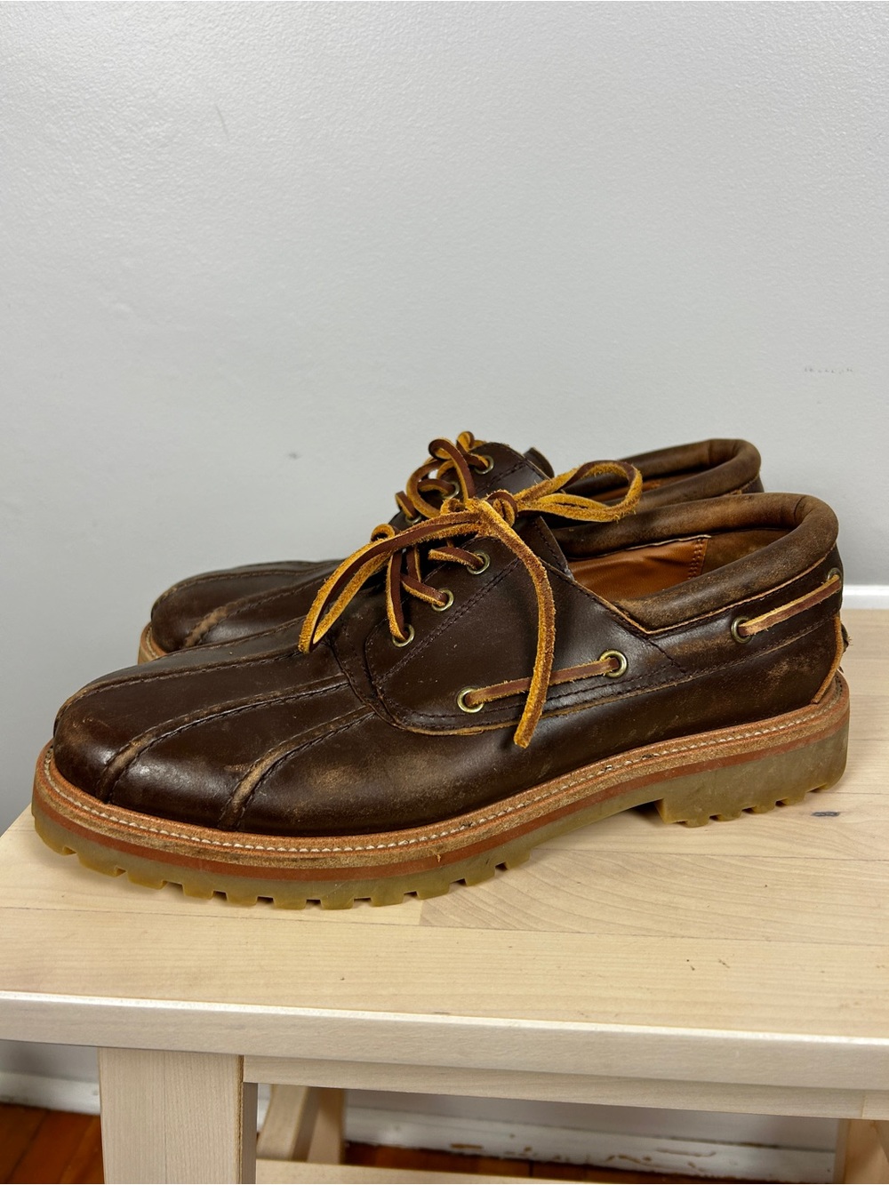 ALDO Finn Leather Lug Sole Boat Shoe Brown Men's 8 Nautical Marina Preppy Summer